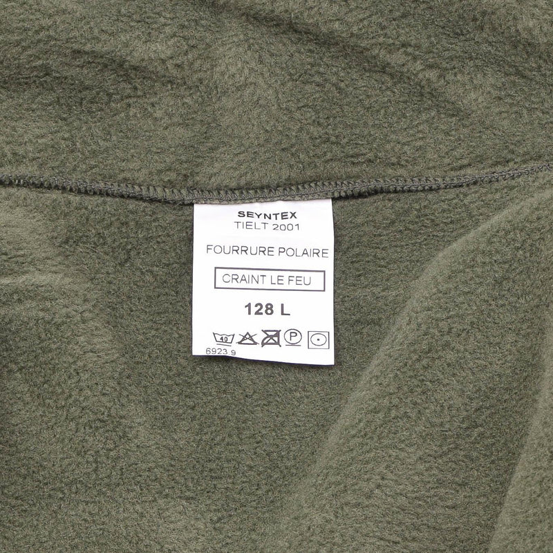 Original fransk militär fleece jacka polar varm förstärkt hög hals oliv ny