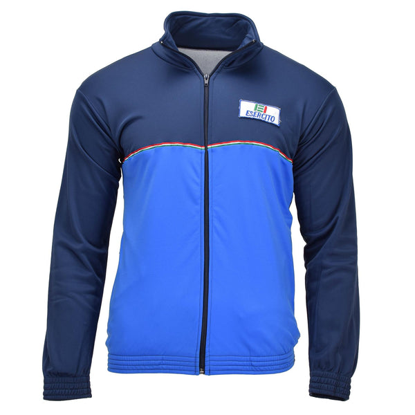 Äkta italienska militär full zip gym jacka esercito emblem stilfullt blått