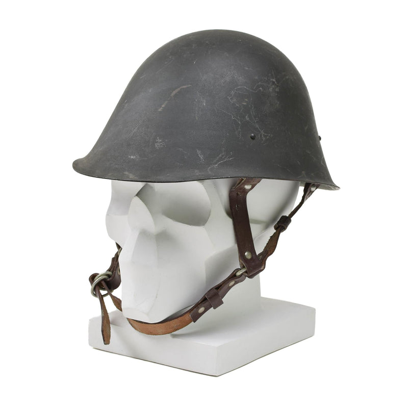 Original rumänska militära taktiska stålhjälm M73 Paratrooper Chinstrap Olive