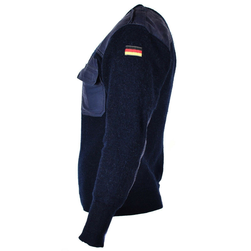 Original tysk armé Pullover Commando Jumper Blue Navy Sweater Wool Military