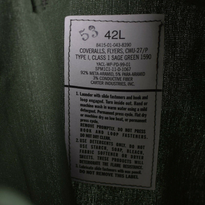 Äkta amerikansk arméomslag USAF CWU-27/P Flight Suit Green Nomex Fire Resist