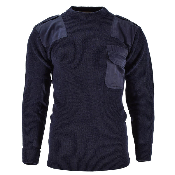 Mil-tec varumärke män tröja tyska pullover commando jumper marinblå tröja ull