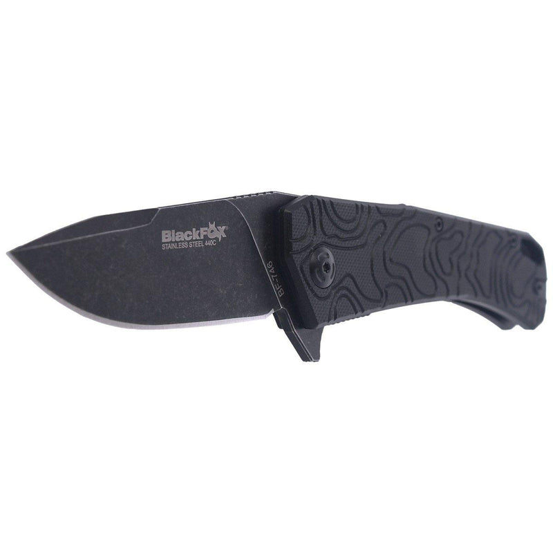 Fox Knives Echo 1 Folding Pocket Knife Black Idroglider Stone Wash Coating