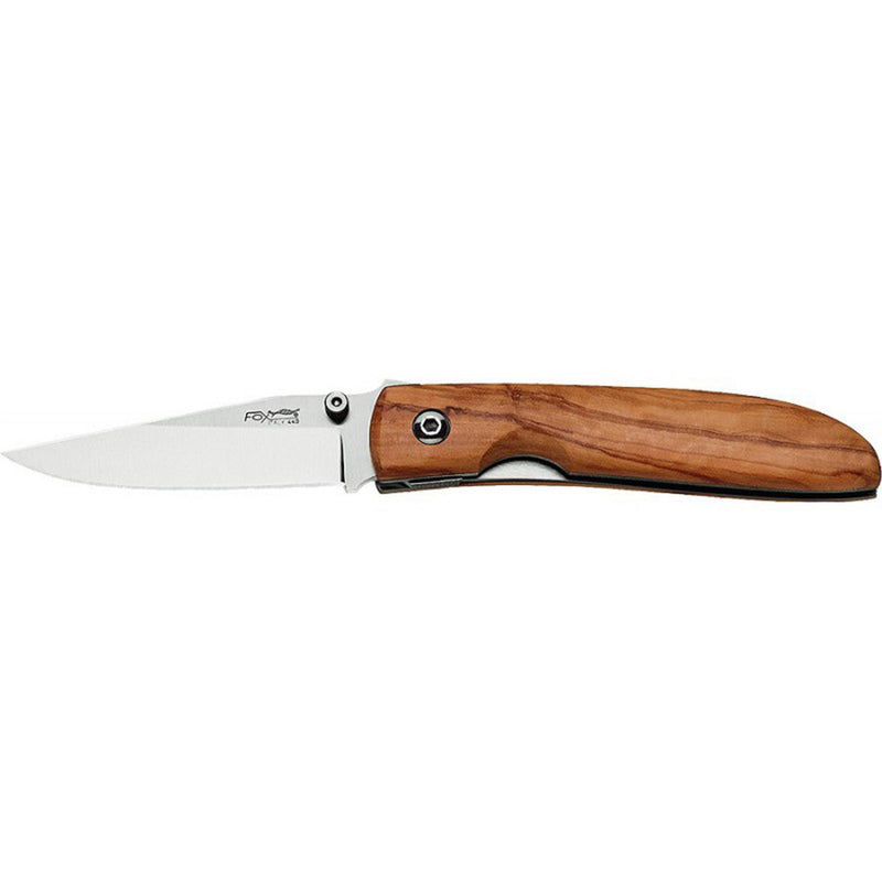 Fox Knives Brand Italy Folding Knife Stainless Steel 440C Olive Wood Handle