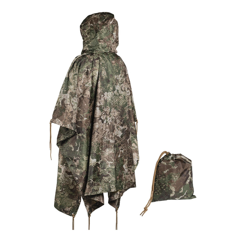 MIL-TEC PONCHO CAMOUFLAGE PVC belagd vattentät huva ripstop Lätt tält