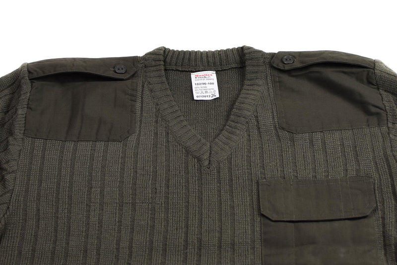 Original tjeckisk armétröja jumper oliv drab ull v-ringning militäröverskott nytt