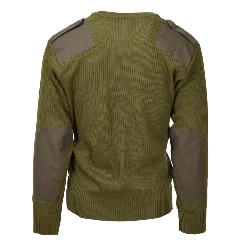 Original italiensk militär olivull pullover bodywarmer tröja v-ringning jumper