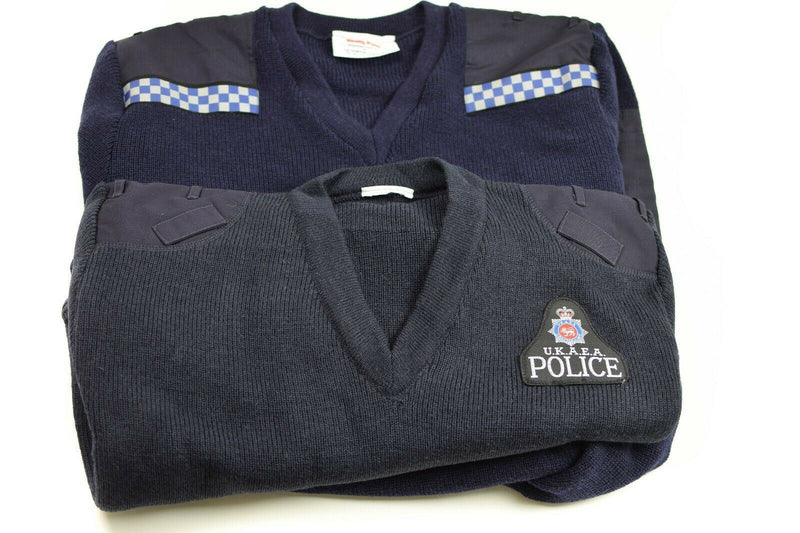 Äkta brittisk polis pullover verktyg jumper blå v-ring tröja ny