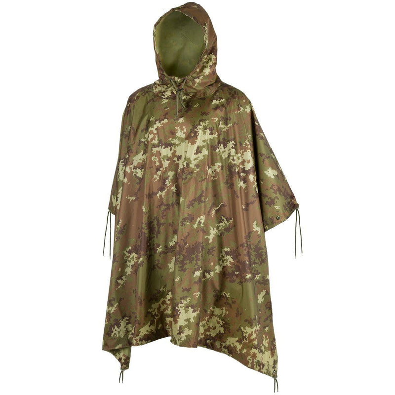 Mil-Tec Brand Vegetato Camo Military Style Poncho Waterproof RipStop Lightweight