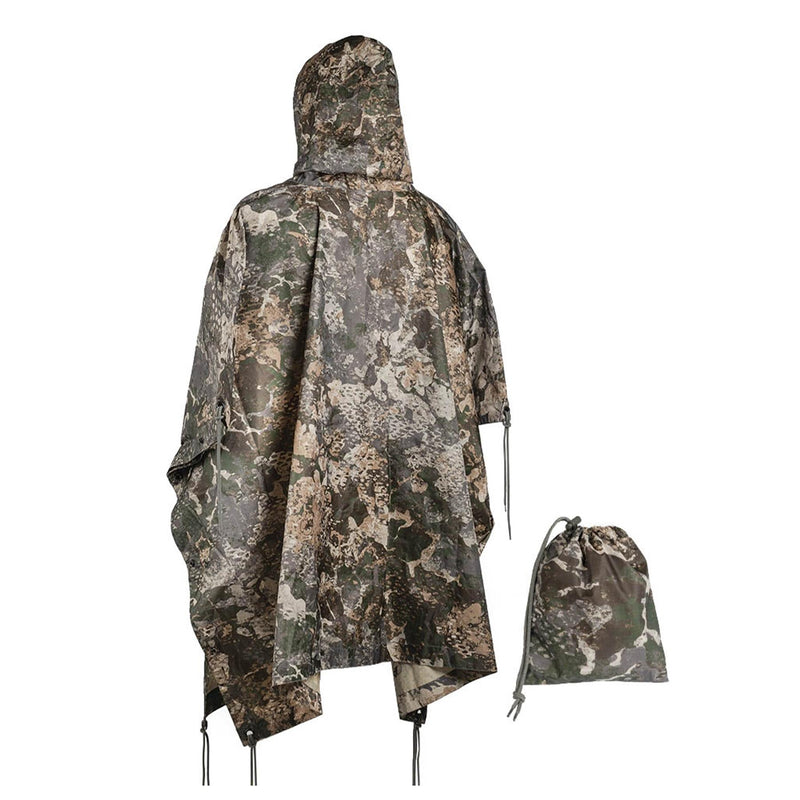 MIL-TEC PONCHO CAMOUFLAGE PVC belagd vattentät huva ripstop Lätt tält