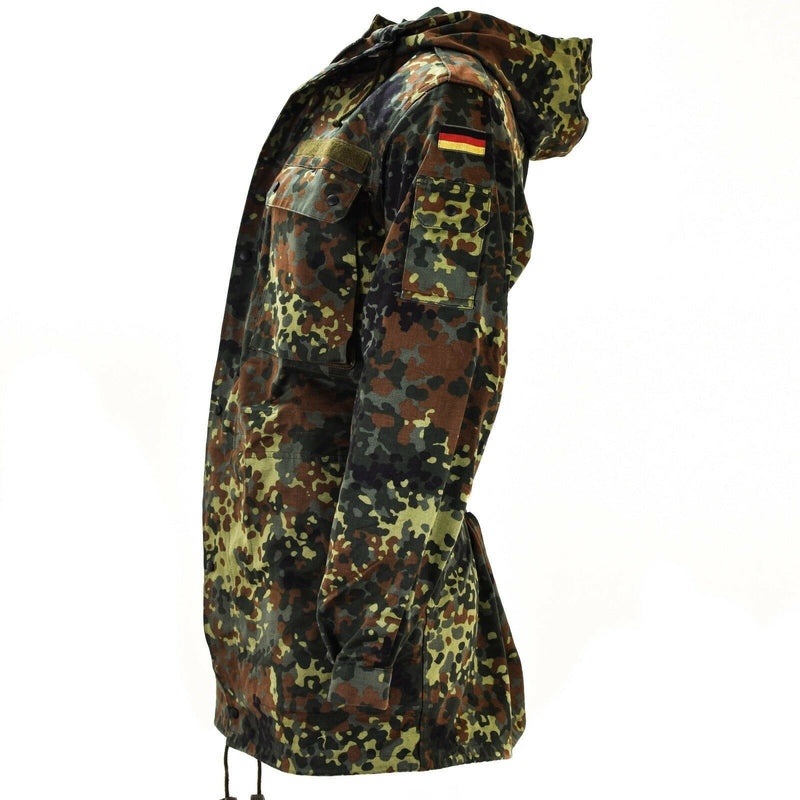 Original German Army Field Jacket Parka Militärutgåva Hooded Flecktarn Combat