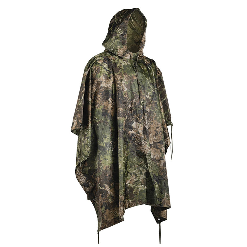 MIL-TEC PONCHO CAMOUFLAGE PVC belagd vattentät huva ripstop Lätt tält