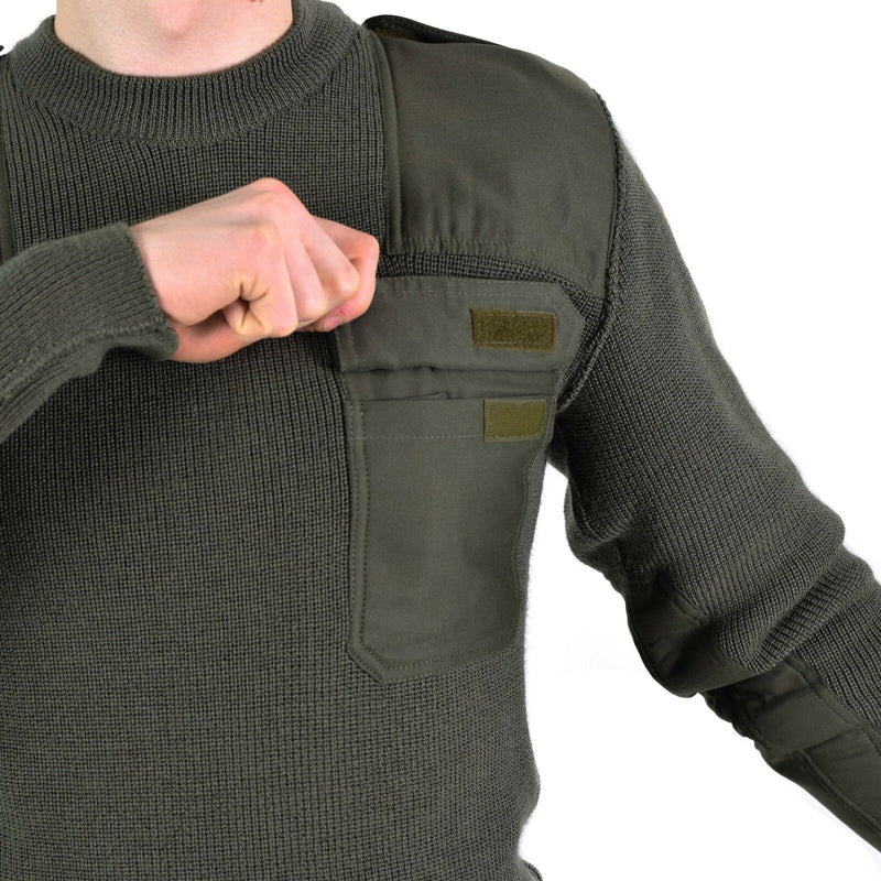 Äkta tyska arméns pullover commando jumper grön oliv tröja ull ny