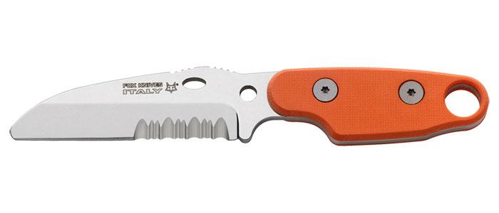 Fox Knives Compso Neck Backup Fixed Blade Knife Rostless Steel Orange Handle