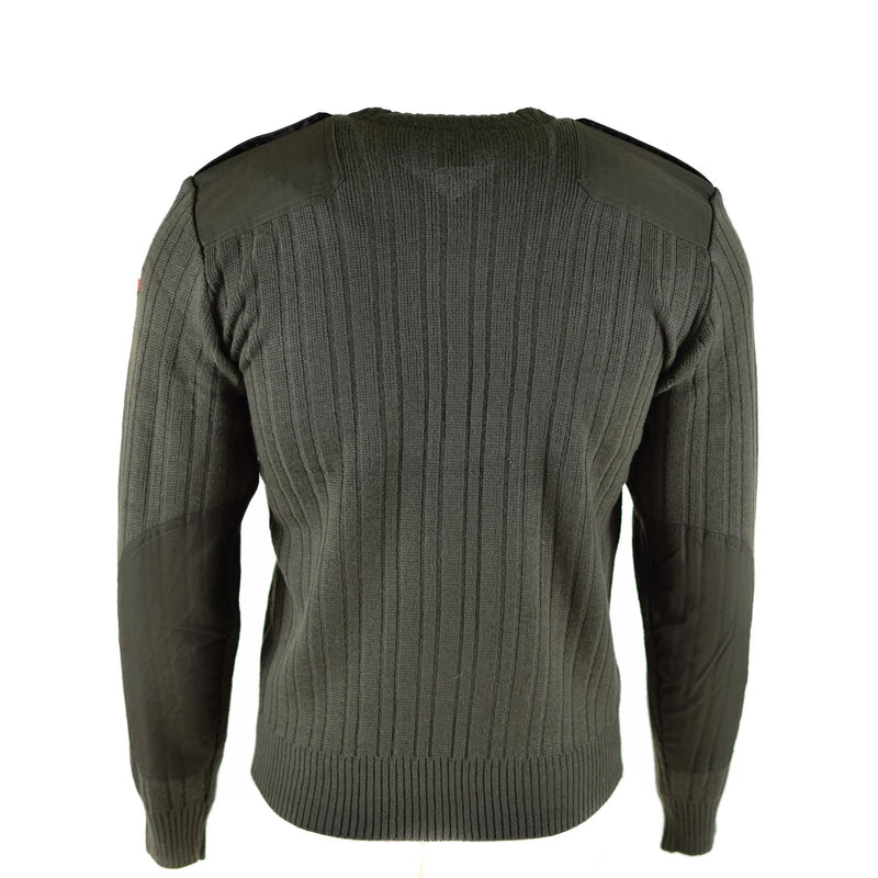 Original tjeckisk armétröja jumper oliv drab ull v-ringning militäröverskott nytt