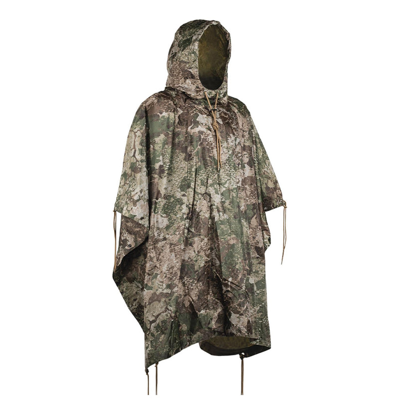 MIL-TEC PONCHO CAMOUFLAGE PVC belagd vattentät huva ripstop Lätt tält