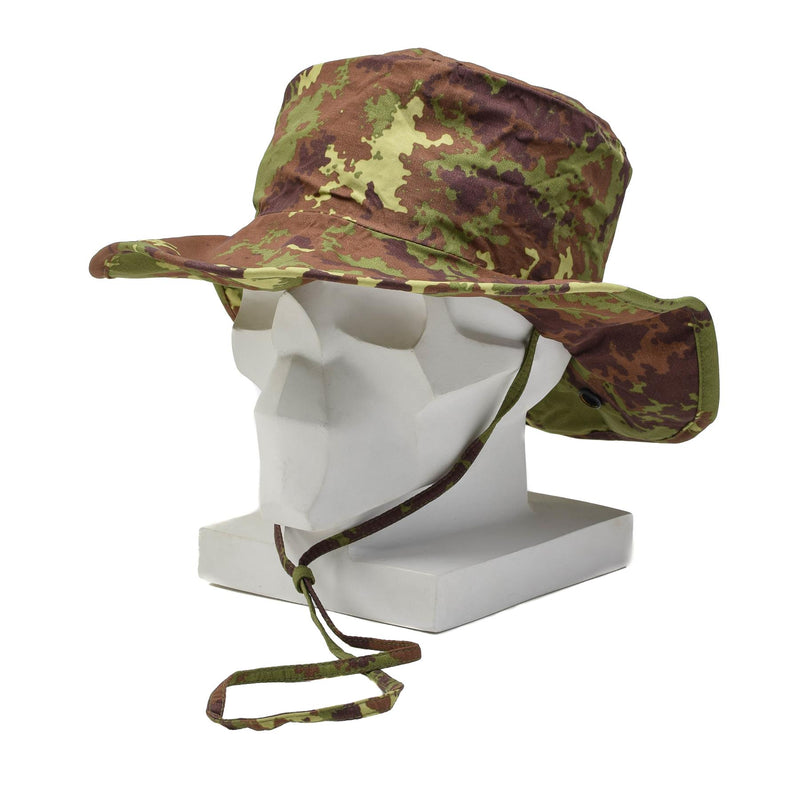 Original italiensk armé boonie stil hatt vegetato kamouflage mönster hakband