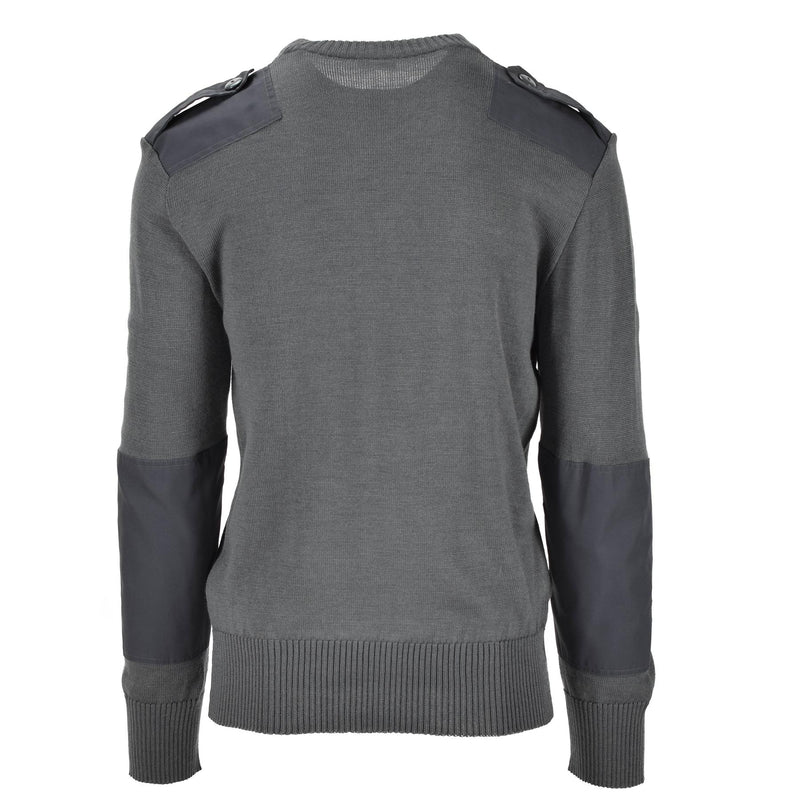 Original Österrikisk armé Pullover Jumper Commando Gray Wool V-ringad tröja Ny