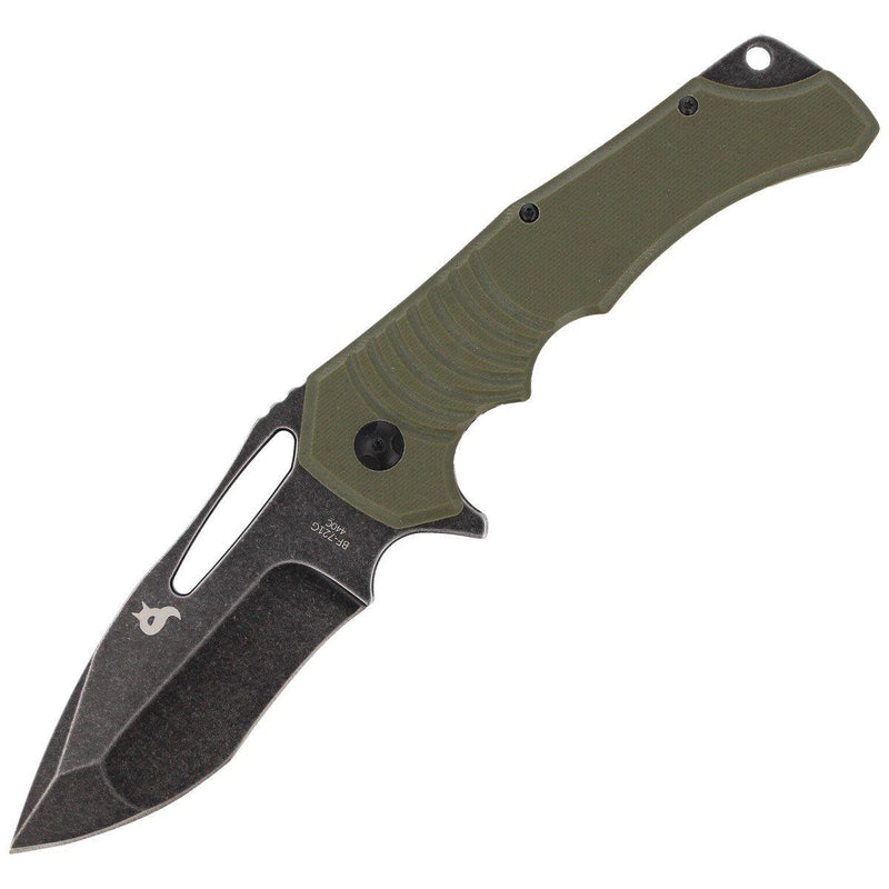 Fox Knives Hugin Pocket Knife Green G10 Handle 440C Steel Plain Edge Black Blade