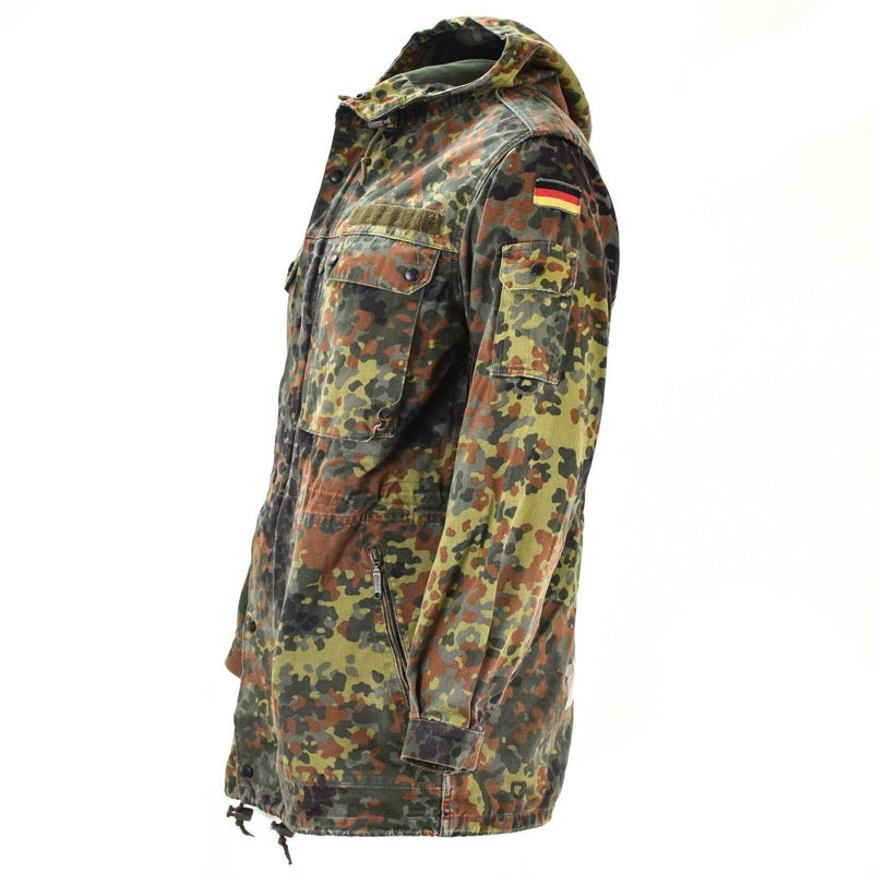 Original German Army Field Jacket Parka Militärutgåva Hooded Flecktarn Combat