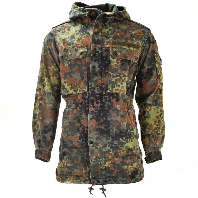 Original German Army Field Jacket Parka Militärutgåva Hooded Flecktarn Combat