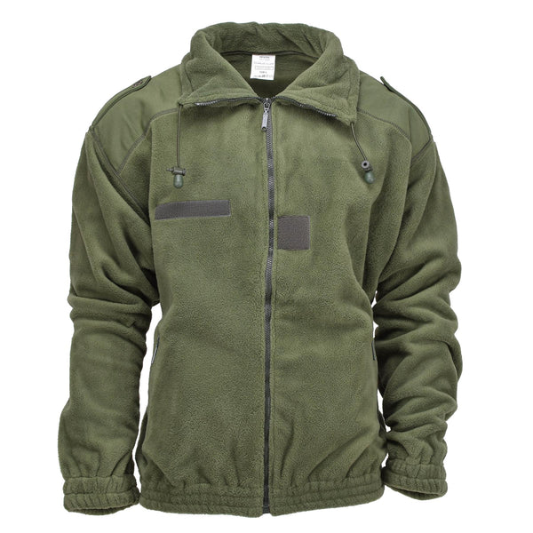 Original fransk militär fleece jacka polar varm förstärkt hög hals oliv ny