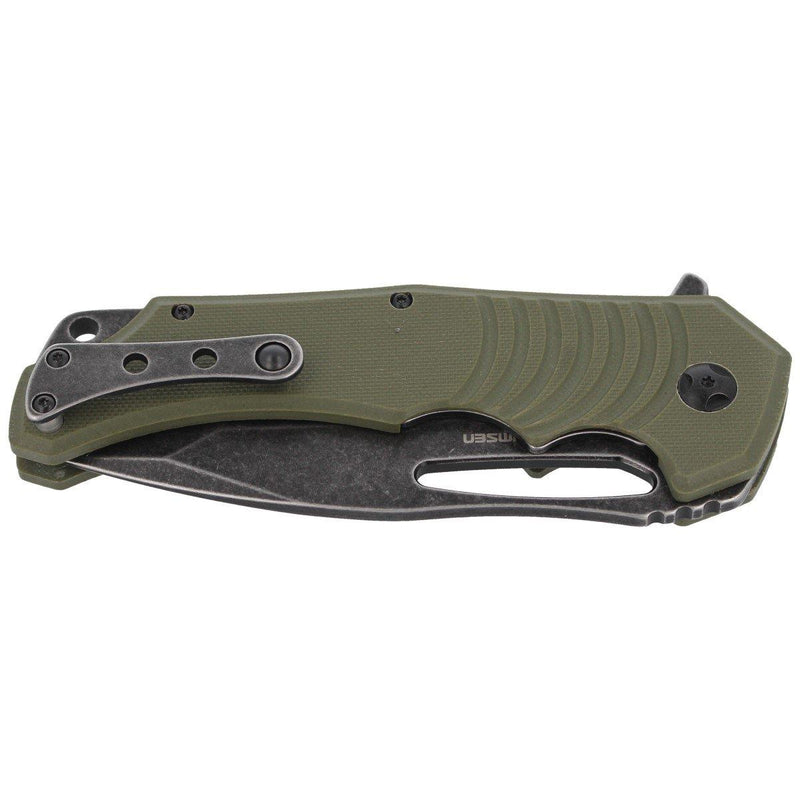 Fox Knives Hugin Pocket Knife Green G10 Handle 440C Steel Plain Edge Black Blade