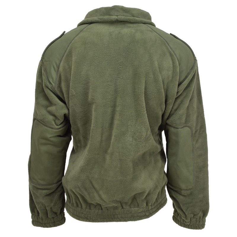 Original fransk militär fleece jacka polar varm förstärkt hög hals oliv ny