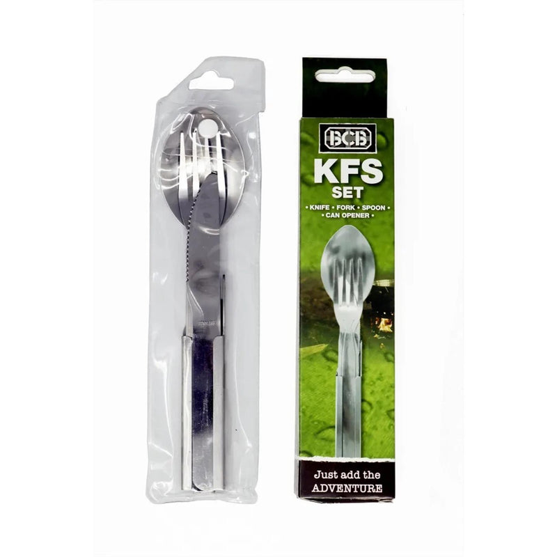 BCB KFS Set Camping Knife Fork Spoon Integrated Can Opener Hållbar design