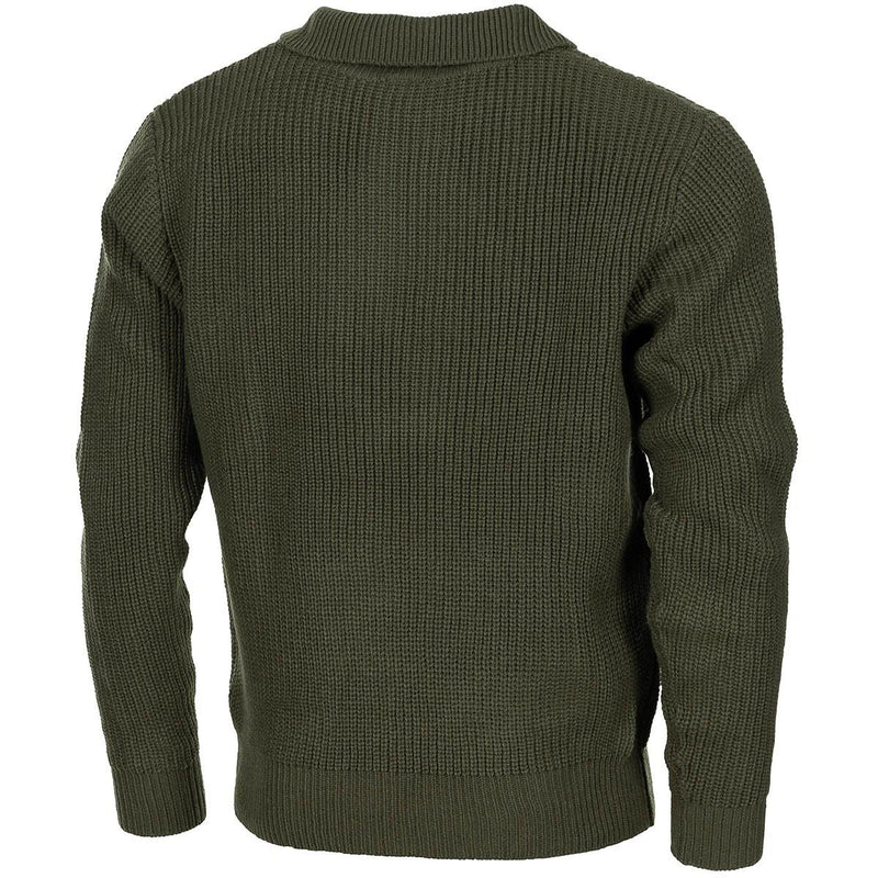 MFH Brand Troyer Style Sweater Quarter Zip Jumper Rib Knit Olive Pullover New