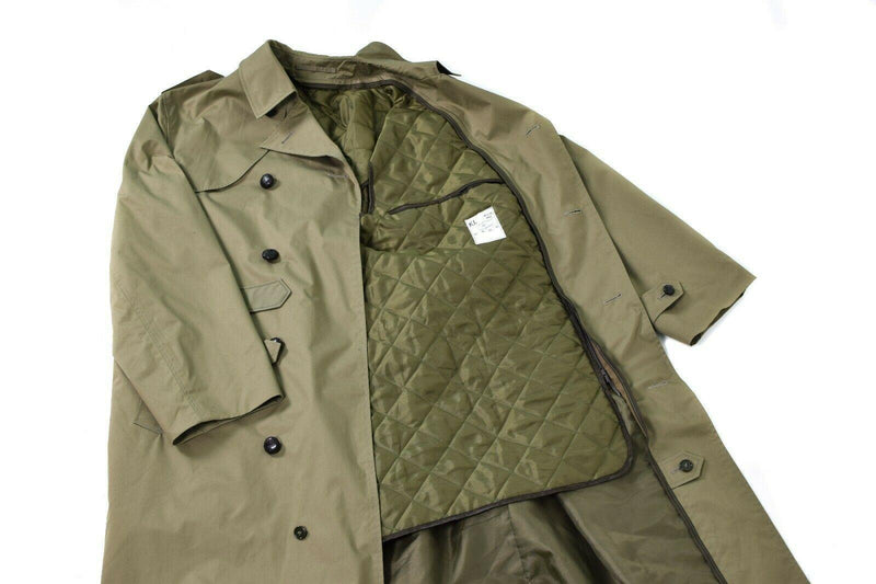 Original Dutch Army Trench Coat Mens Khaki Formal Officer Coat med foder NYTT