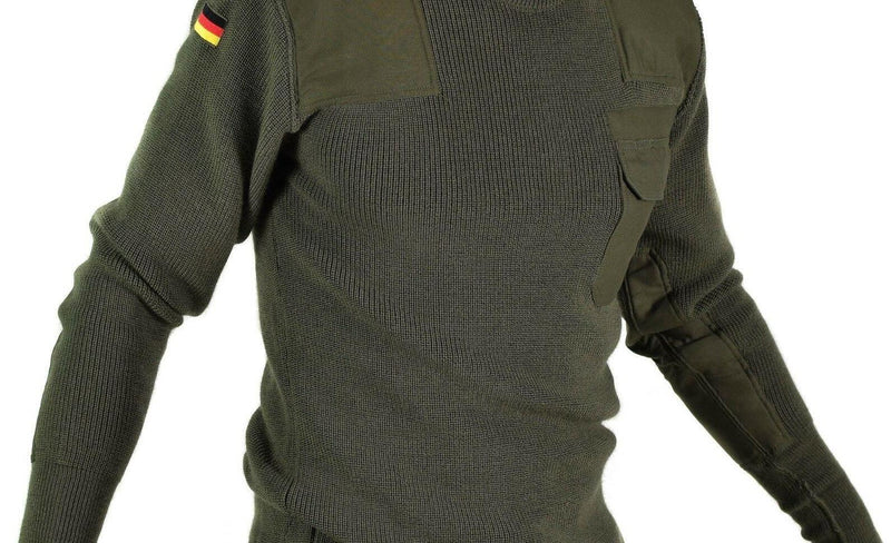 Äkta tyska arméns pullover commando jumper grön oliv tröja ull ny