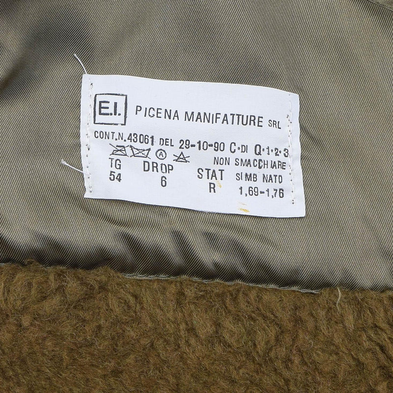 Original italiensk militärbrun foder väst täcke faux päls vintage varm khaki