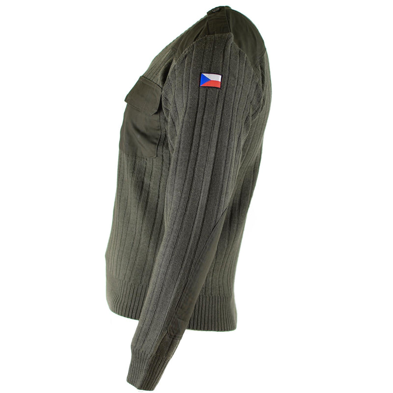 Original tjeckisk armétröja jumper oliv drab ull v-ringning militäröverskott nytt