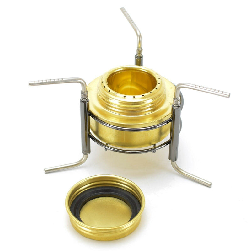 Spirit Burner Camping Lid Cook Stand Brass Mess Kit Alkohol Stove Stativkokare