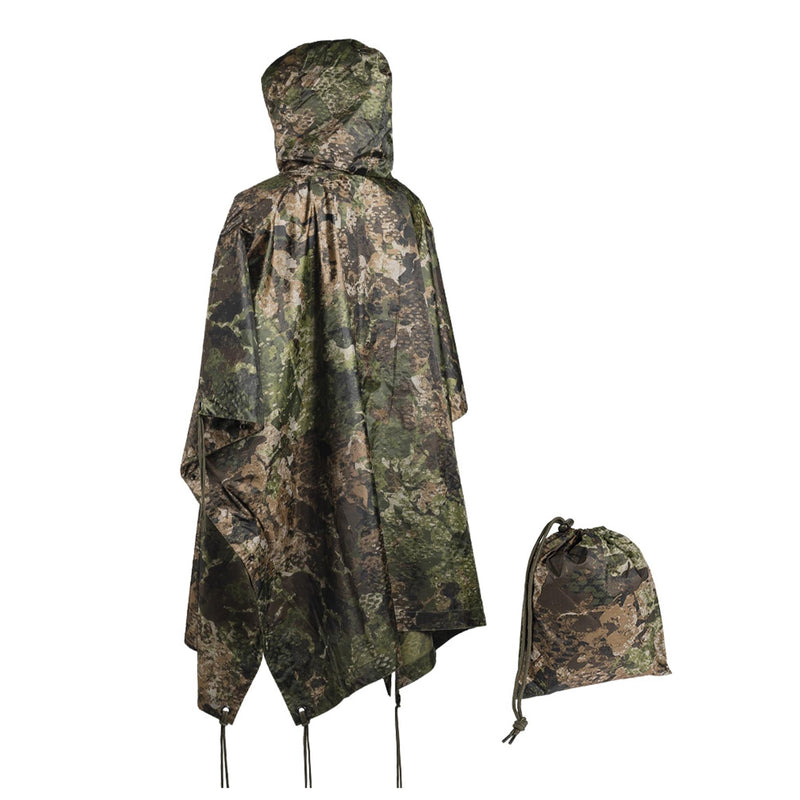 MIL-TEC PONCHO CAMOUFLAGE PVC belagd vattentät huva ripstop Lätt tält