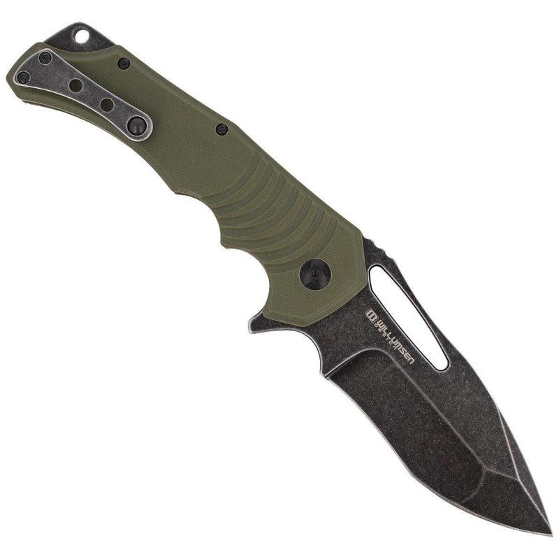 Fox Knives Hugin Pocket Knife Green G10 Handle 440C Steel Plain Edge Black Blade