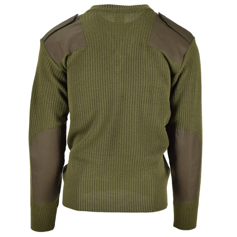 Original italiensk armé Pullover Commando Jumper Green Wool V-ringad tröja Ny