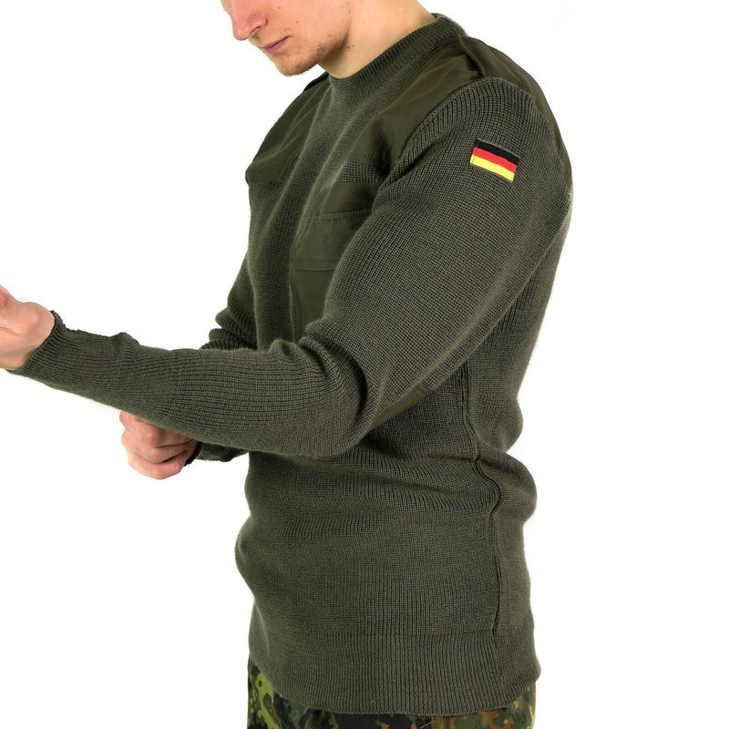 Äkta tyska arméns pullover commando jumper grön oliv tröja ull ny