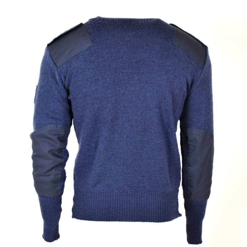 Original British Army Pullover V-Neck Commando Jumper Sweater Wool Blue Grey