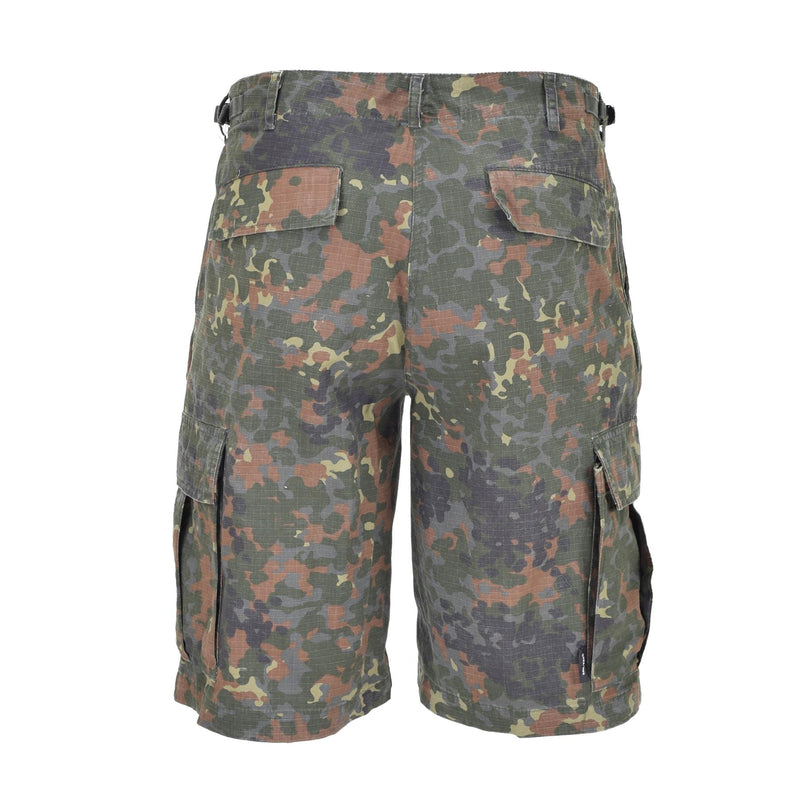 Mil-Tec Brand U.S. Military Style Prewashed Flecktarn Camo RipStop Field Shorts