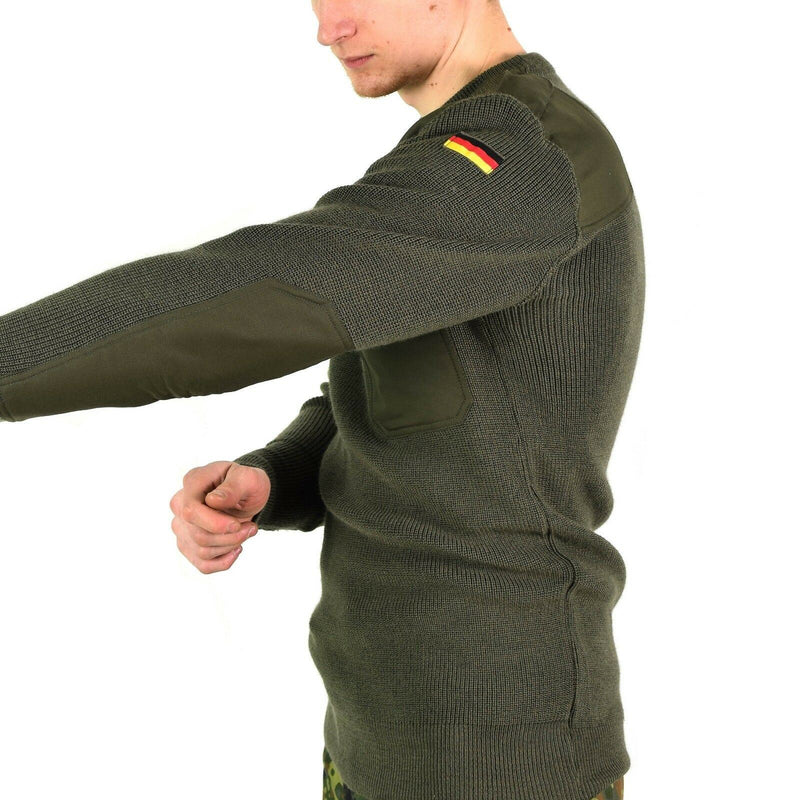 Äkta tyska arméns pullover commando jumper grön oliv tröja ull ny