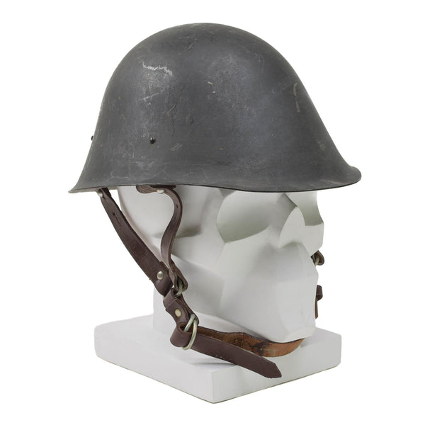 Original rumänska militära taktiska stålhjälm M73 Paratrooper Chinstrap Olive