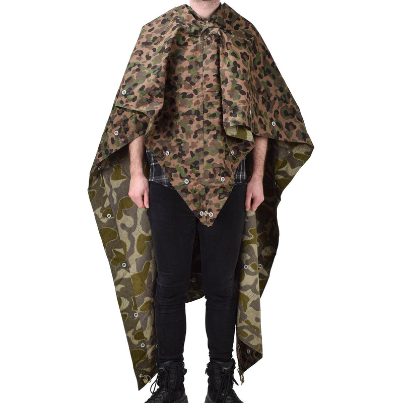 Original Österrikisk armé PEA POT SPLINTER CAMO PONCHO Tält Vattenbeständig årgång