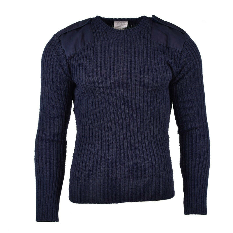 Original British Army Navy Blue Sweater Commando Jumper Pullover Round Neck Wool