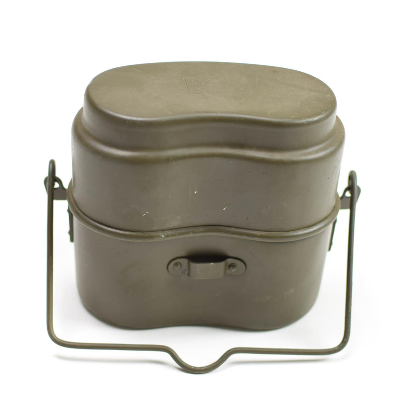 Original Polish Army Mess Kit Aluminium Military Bowler Pot Vintage Camping Olive