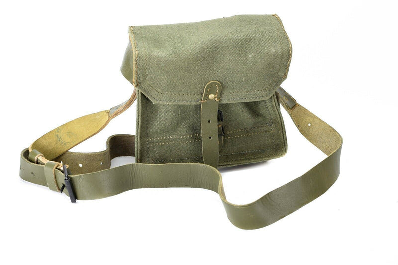 Äkta franska axelväska Armé Canvas Leather Olive OD Magazine Ammo Pouch