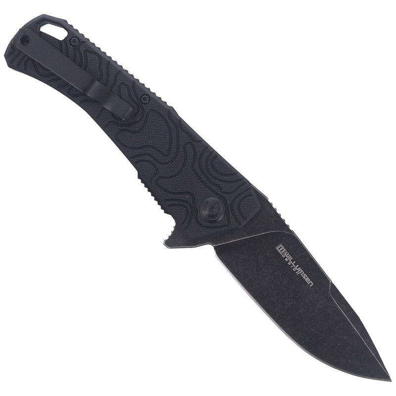 Fox Knives Echo 1 Folding Pocket Knife Black Idroglider Stone Wash Coating