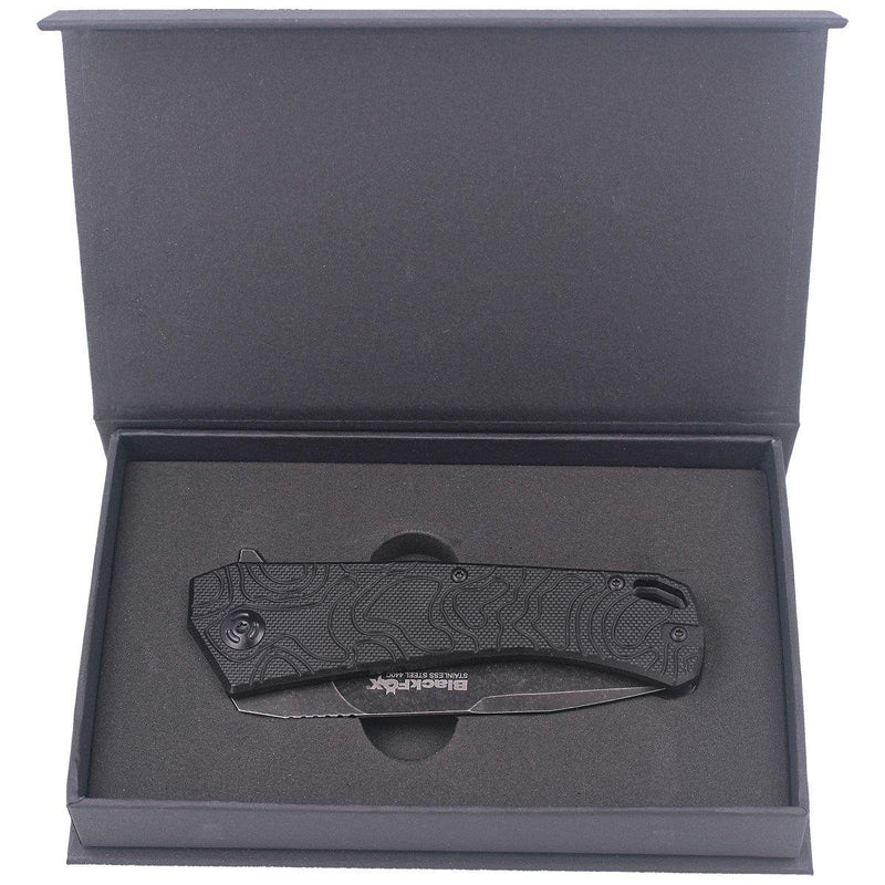 Fox Knives Echo 1 Folding Pocket Knife Black Idroglider Stone Wash Coating