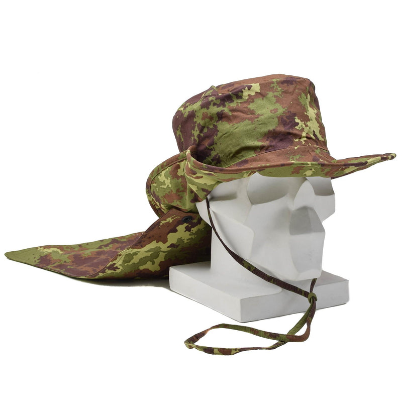 Original italiensk armé boonie stil hatt vegetato kamouflage mönster hakband